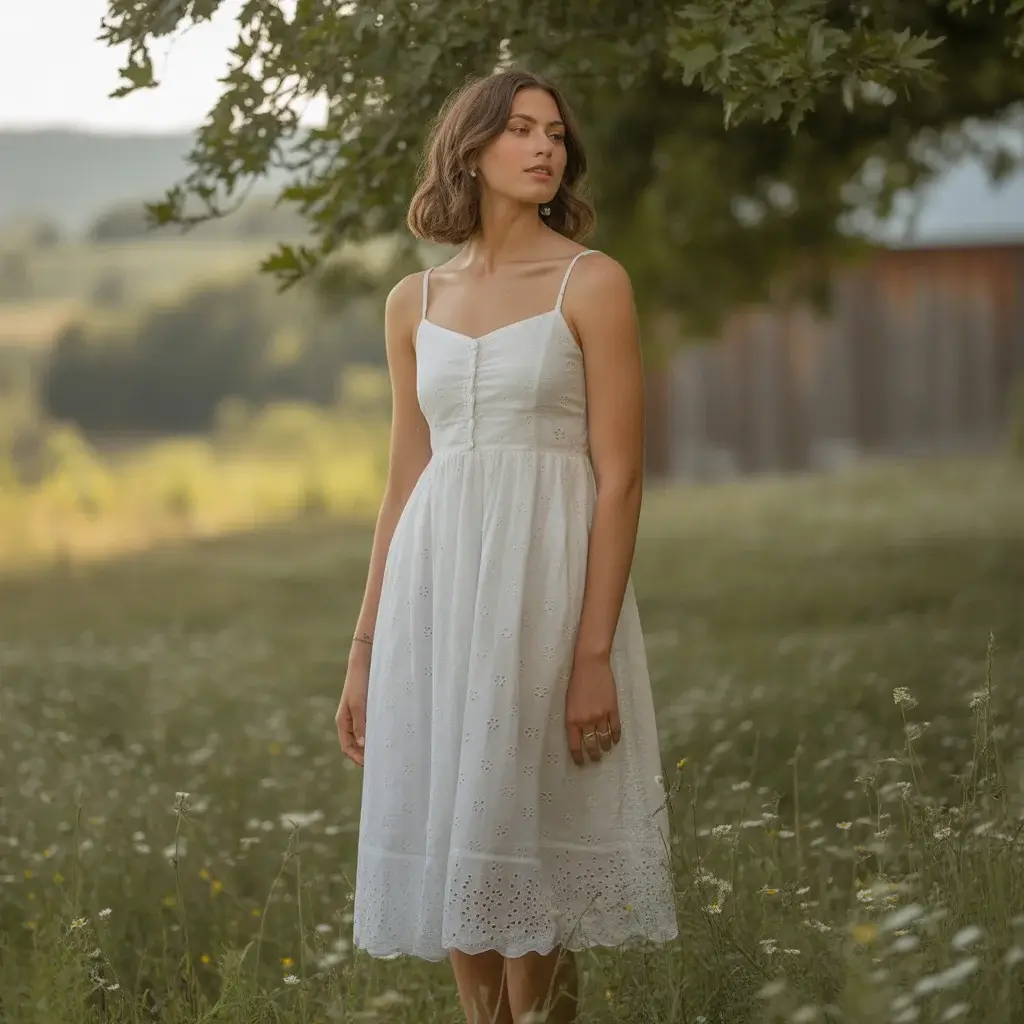 Top 15 Backyard Wedding Dresses That Are Pinterest Favourites Right Now 5 Casual cotton eyelet backyard wedding sundress.