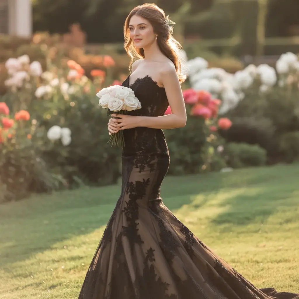 Classic Black Lace Mermaid Gown