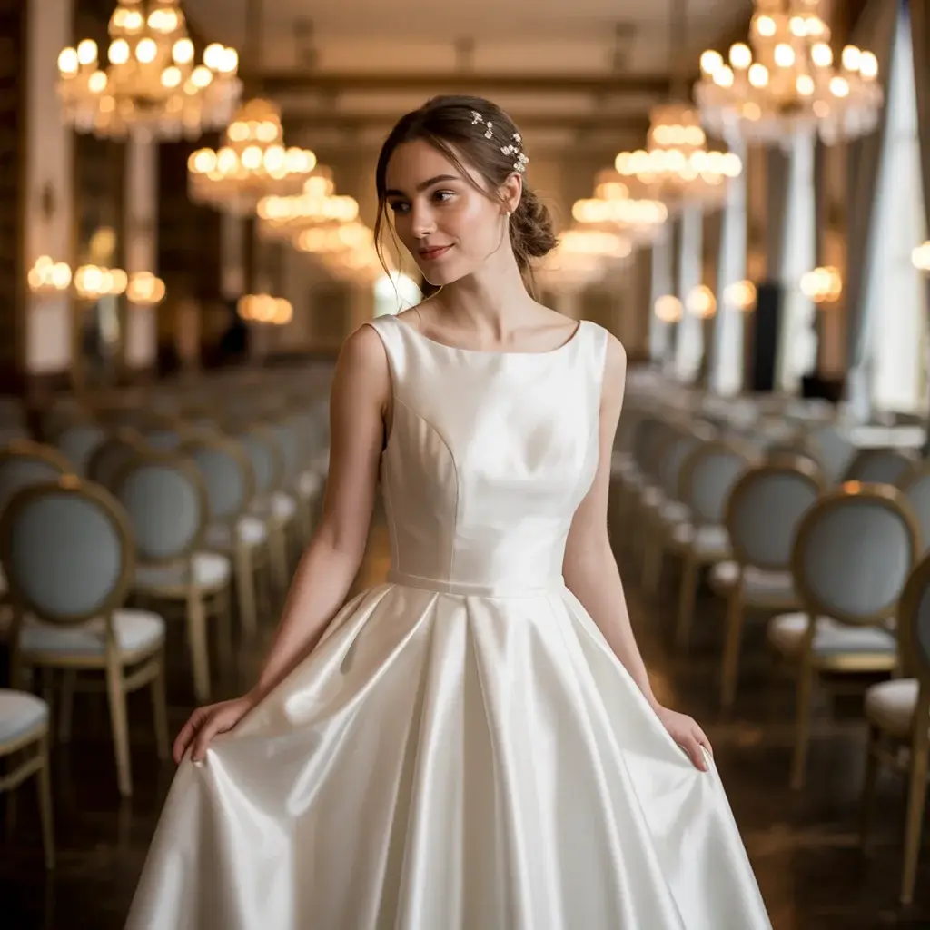 Top 15 Boat Neck Bridal Gowns Trending on Pinterest 1 Classic Satin Boat Neck Elegance Dress