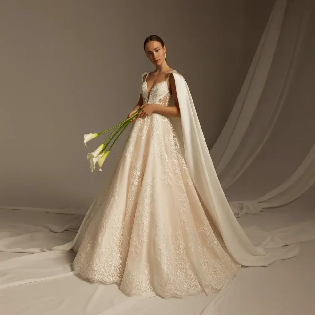 Contemporary Cape Detail Gown