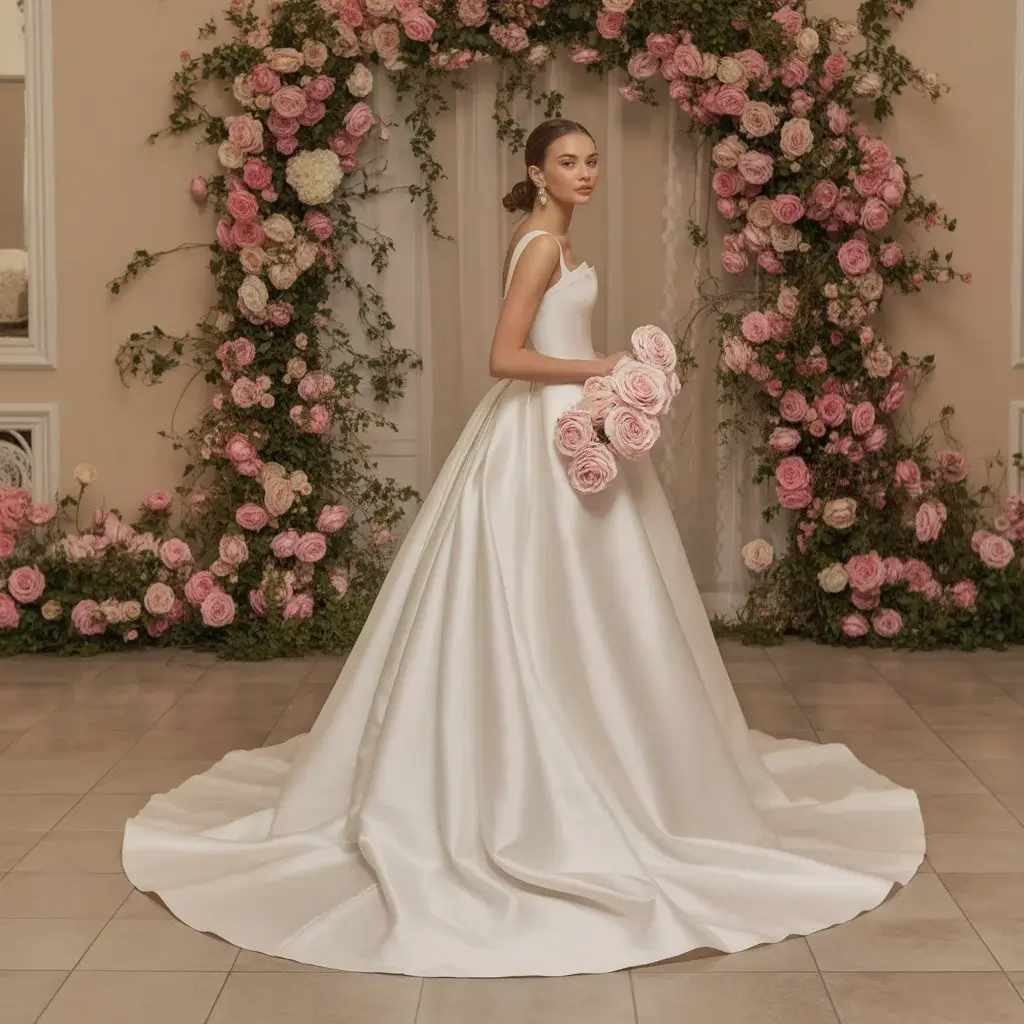 Convertible gown detachable rose overskirt
