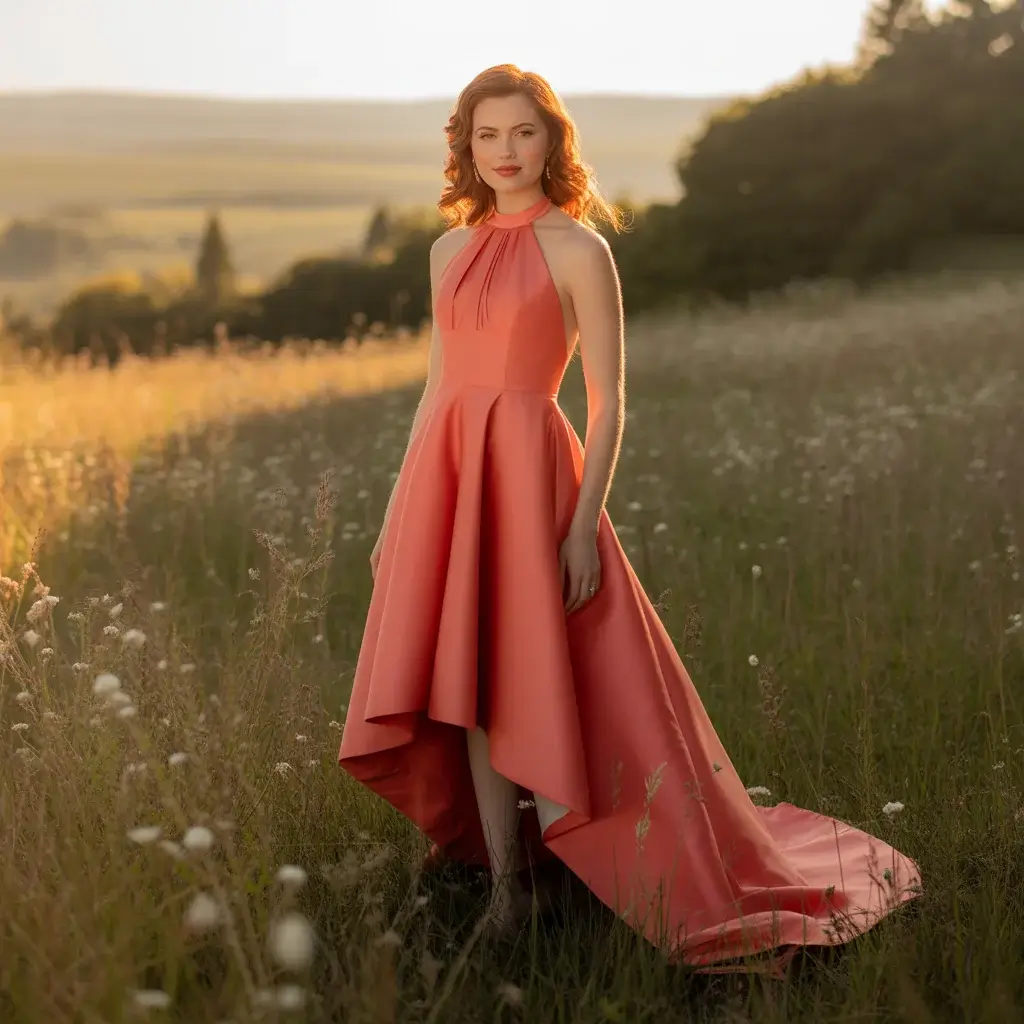 13 Halter Neck Dresses for Wedding Guests 11 Coral Halter High-Low Dress
