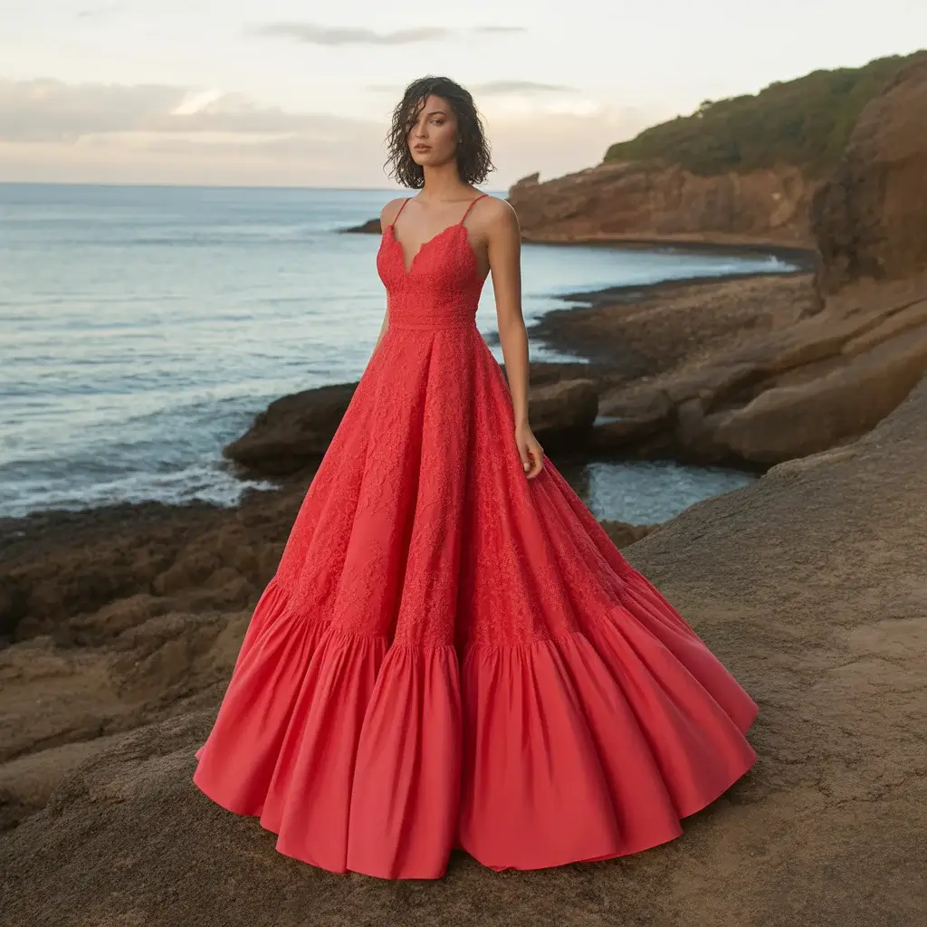 Top 19 Red Wedding Dresses That Are Breaking Pinterest Right Now 16 Coral Red Destination Wedding Dress