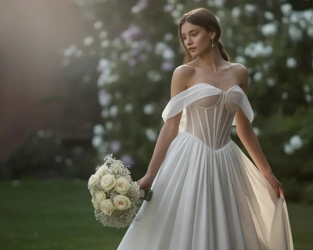Corset Bodice with Flowing Chiffon Skirt