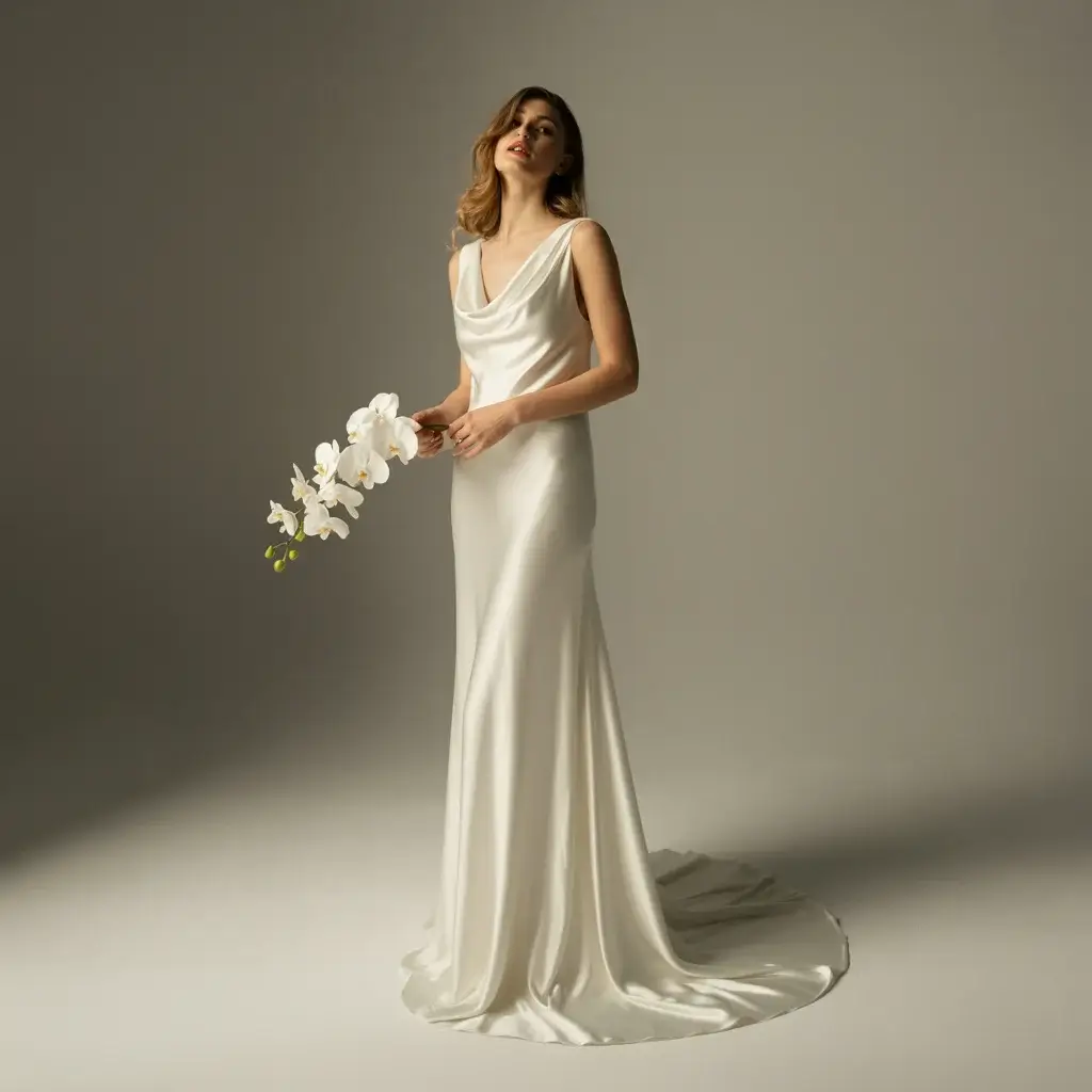 13 Bridal Slip Dresses Every Minimalist Bride Loves 4 Cowl Neck Silk Jersey Dress