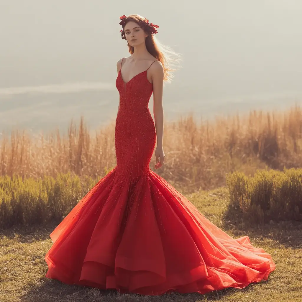 Top 19 Red Wedding Dresses That Are Breaking Pinterest Right Now 2 Crimson Red Mermaid Wedding Gown