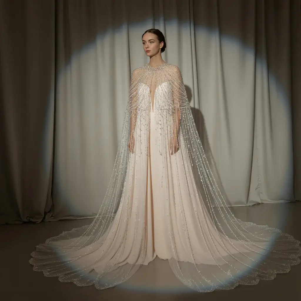 Crystal Cape wedding dress