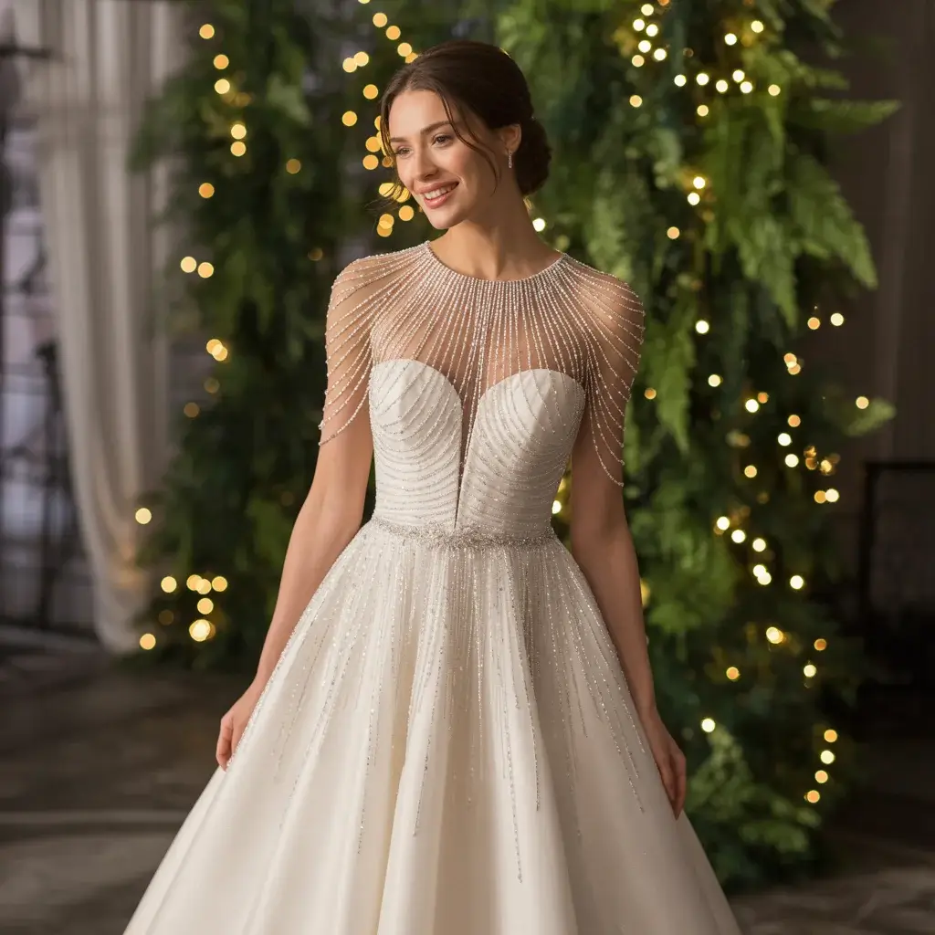 Crystal Illusion Neckline Gown