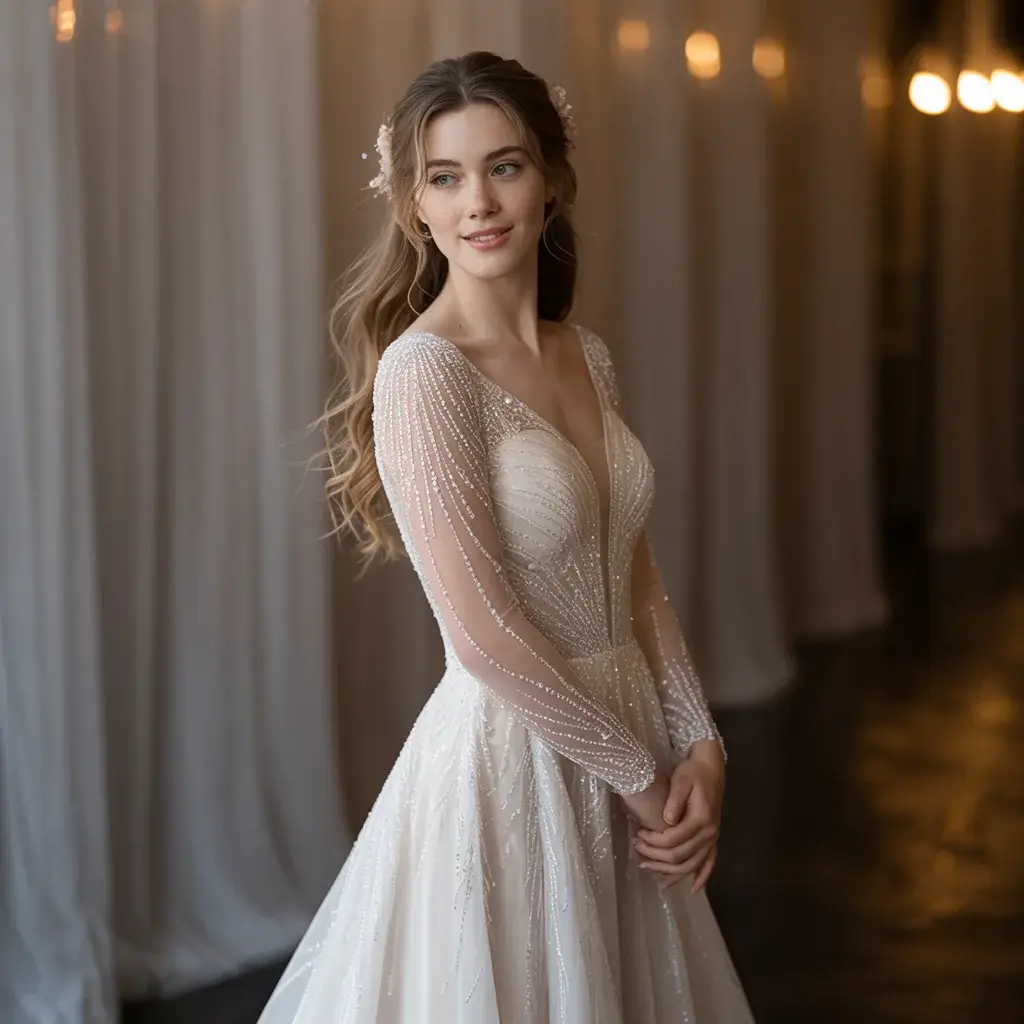 Crystal Sleeve Statement Gown