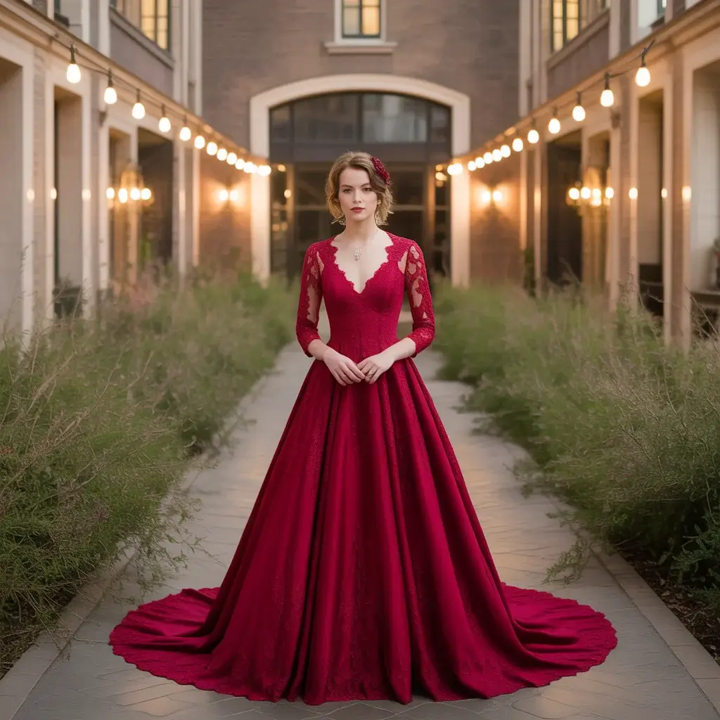 Top 19 Red Wedding Dresses That Are Breaking Pinterest Right Now 3 Deep Red A Line Wedding Dress With Lace Details