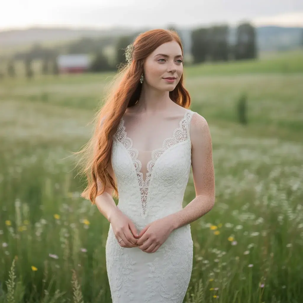 14 Sexy Wedding Dresses Brides Are Saving on Pinterest 2 Deep V-Neck Lace Mermaid Gown