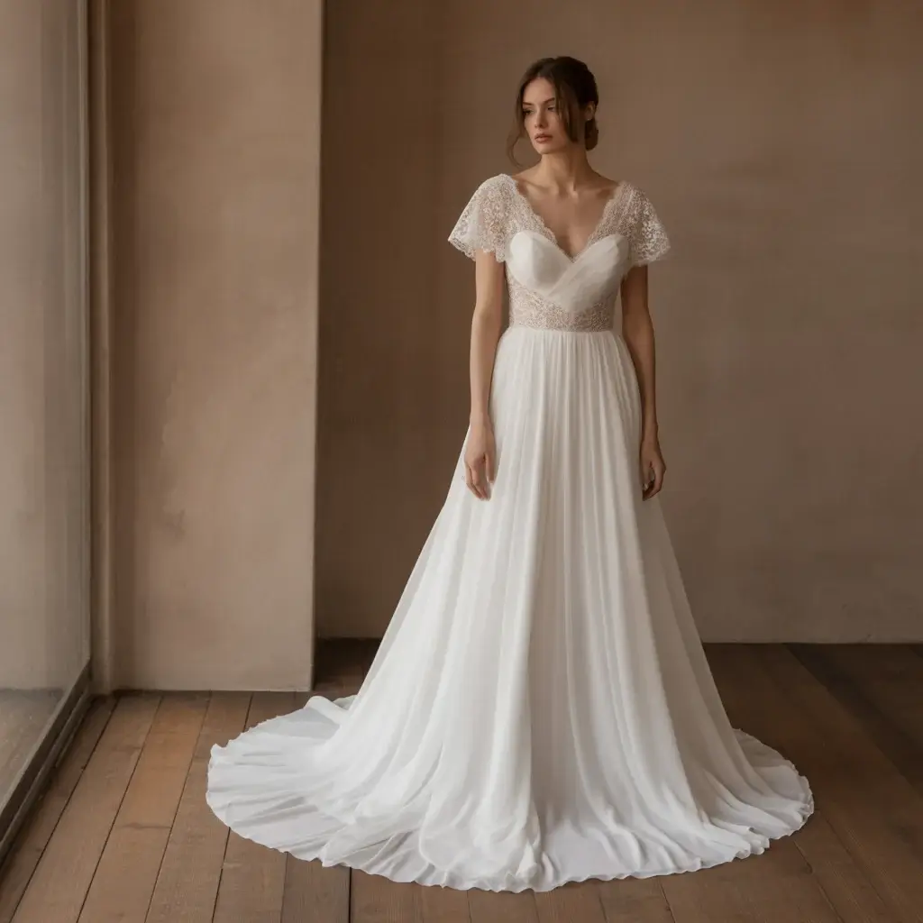 Top 17 Types of Wedding Dress Sleeves Trending on Pinterest Right Now 3 Delicate cap sleeves wedding dress with soft shoulder coverage