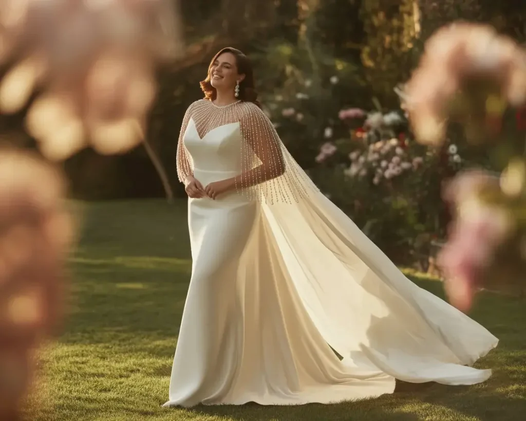 Dramatic Cape Sleeve Goddess Gown