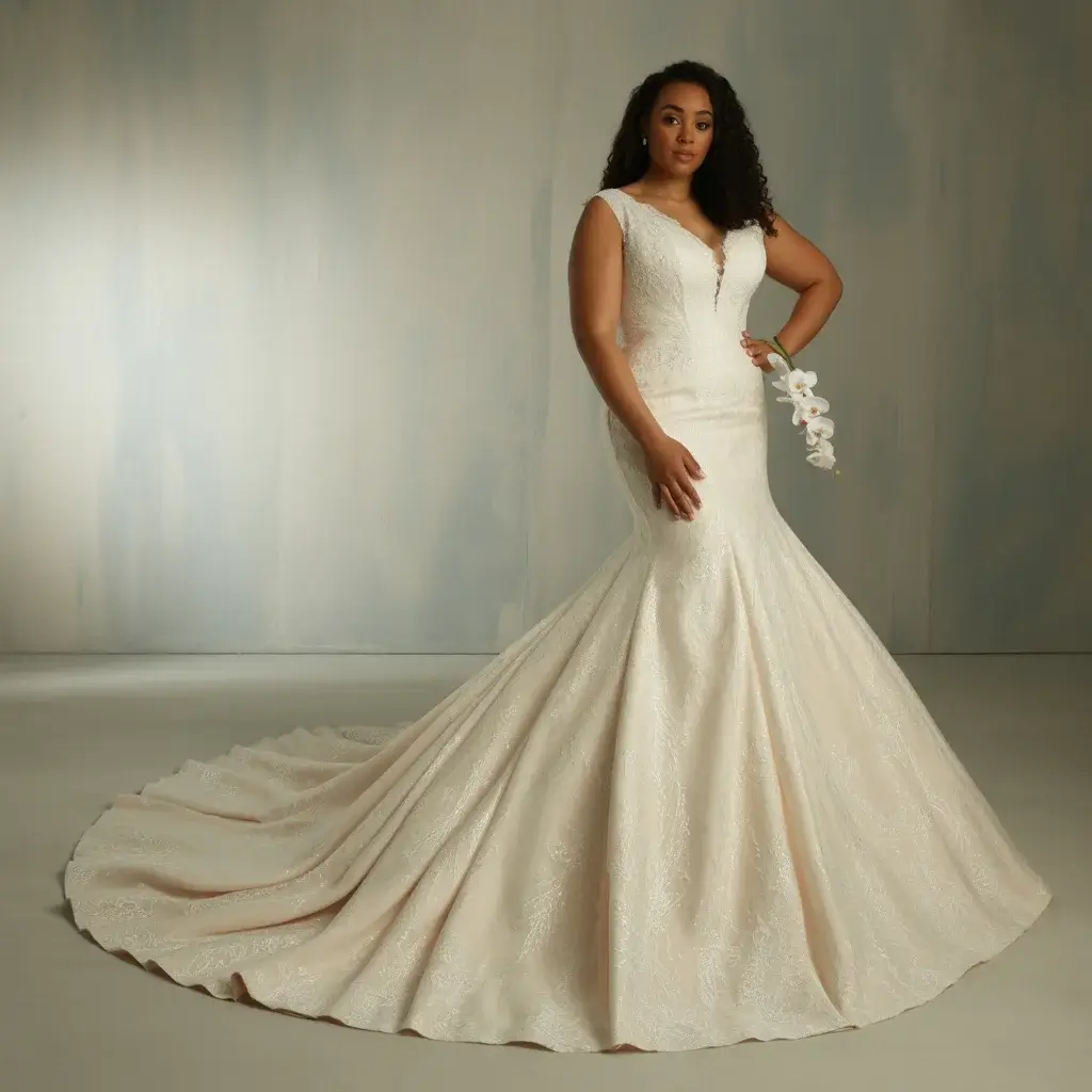 Top 17 Plus Size Mermaid Dresses That Are Trending Right Now 4 Dramatic train statement mermaid gown plus size
