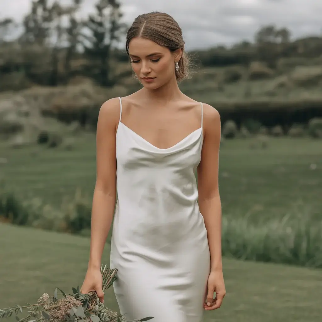 14 Sexy Wedding Dresses Brides Are Saving on Pinterest 11 Draped Cowl Neck Slip Dress