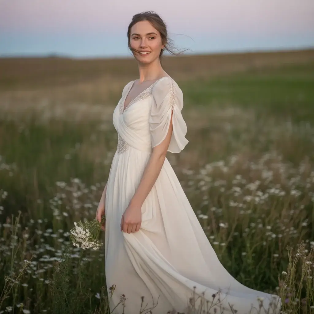 Draped Sleeve Romantic Design
