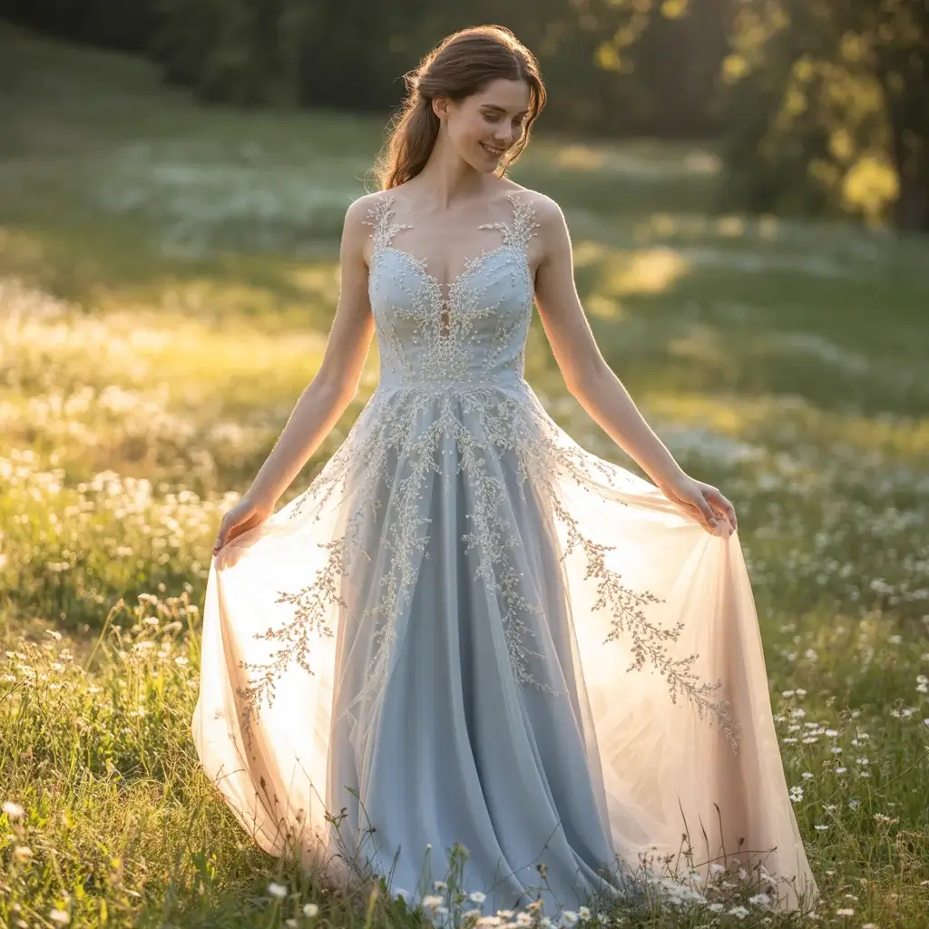 Dusty Blue and Ivory Dream Dress