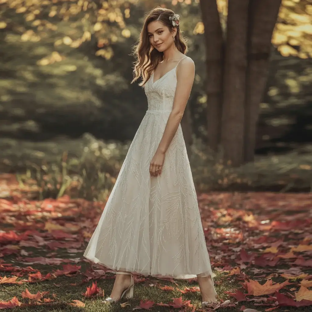 Top 15 Fall Formal Wedding Attire Looks That Are Trending Right Now 9 Embroidered Midi Dress