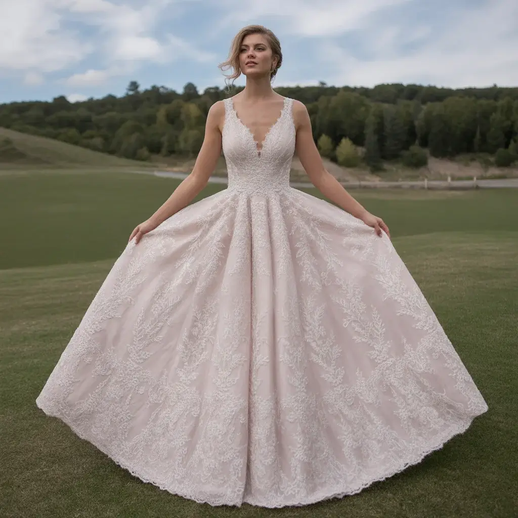 Empire Waist A-Line Gown with Delicate Lace