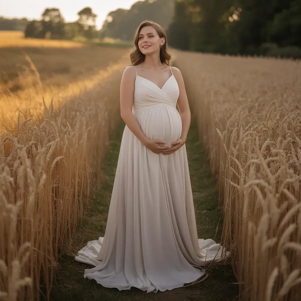 Empire waist chiffon maternity wedding dress