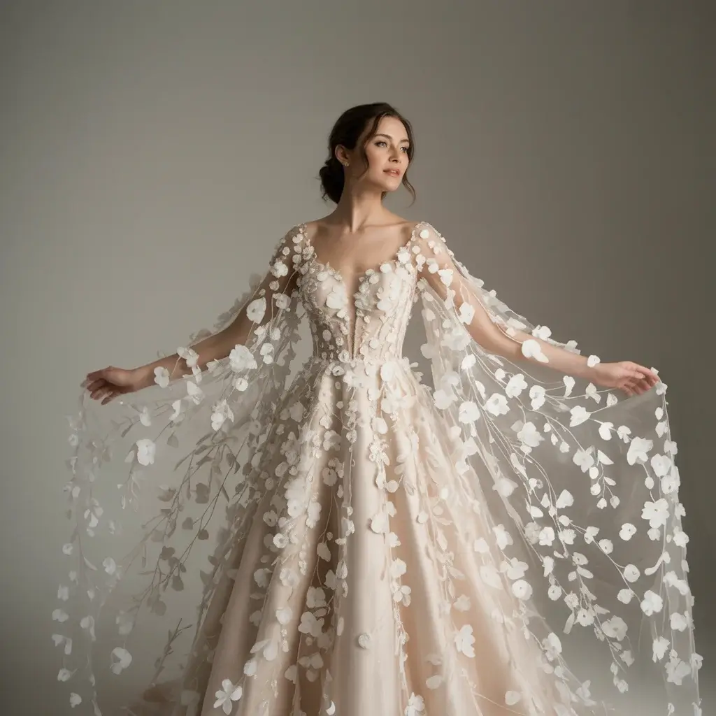 Top 13 Detachable Sleeves for Wedding Dress Ideas Trending on Pinterest 9 Floral Appliqué Garden Sleeves Dress