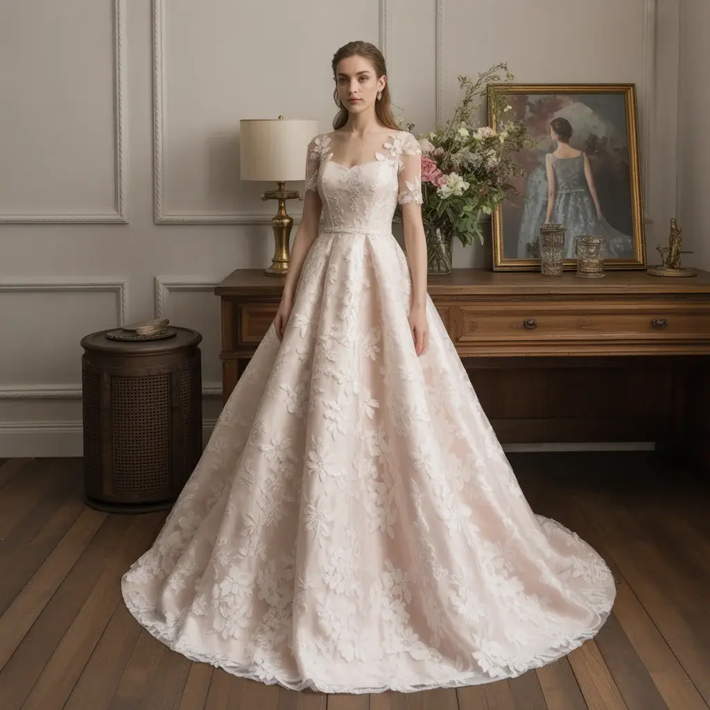 15 Organza Wedding Dresses Trending on Pinterest 5 Floral Applique Organza A-Line Dress