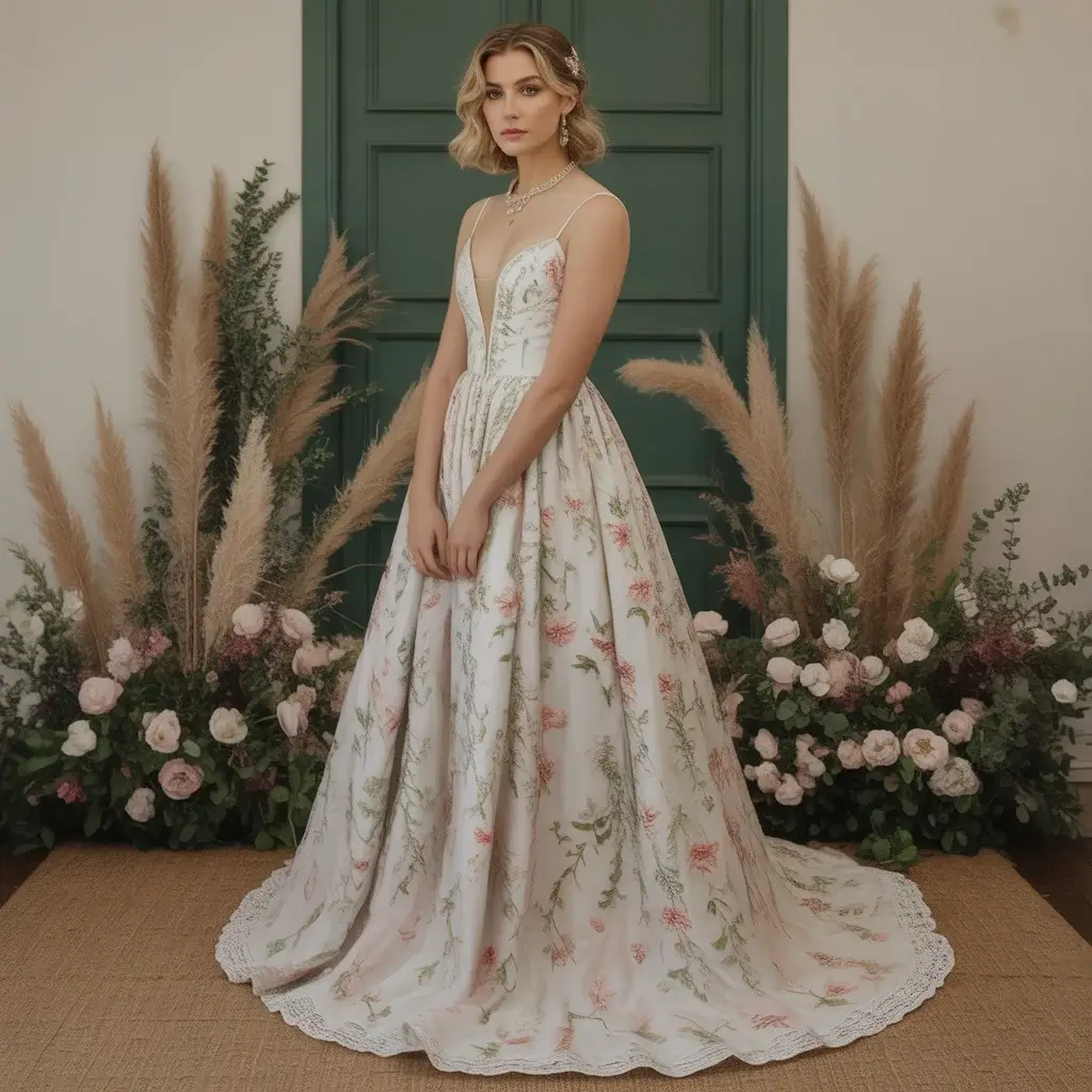 Top 13 Elopement Dresses Perfect For Your Intimate Wedding 5 Floral Embroidered A-Line Dress