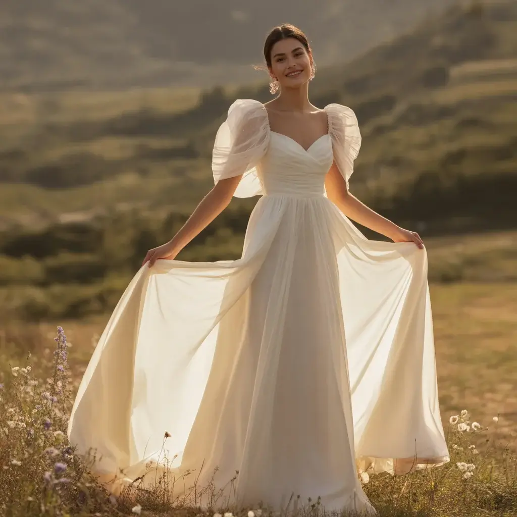 Gathered Shoulder Detail Gown