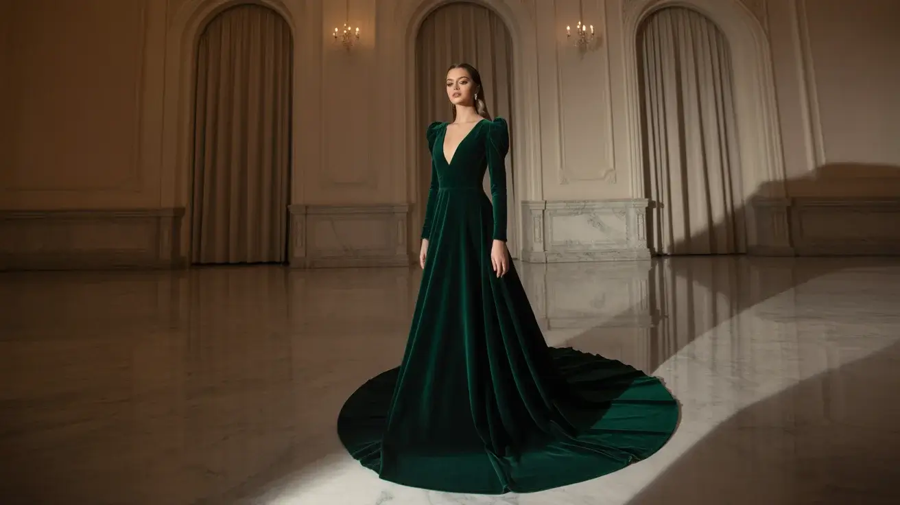 green emerald velvet dress Hunter Green Velvet V-Neck Bridesmaid Dress A-Line Floor-Length main image 0