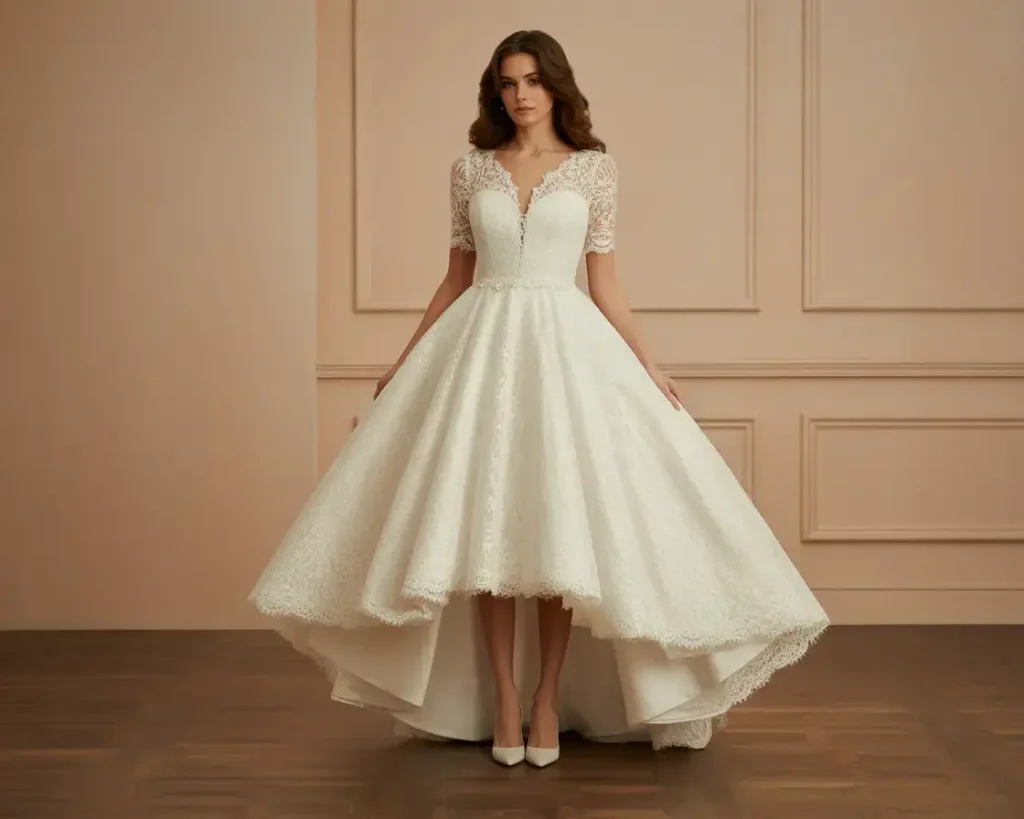 Top 15 Best Wedding Dresses for Your Body Shape 14 High-Low Hem for Modern Brides