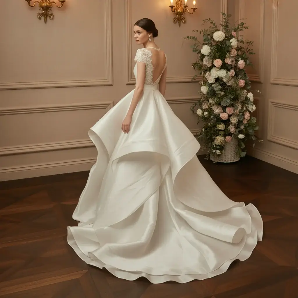 15 Organza Wedding Dresses Trending on Pinterest 8 High-Low Organza Dress with Dramatic Back