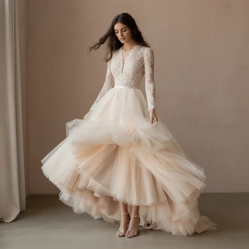 Top 13 Elopement Dresses Perfect For Your Intimate Wedding 10 High-Low Tulle Skirt Dress