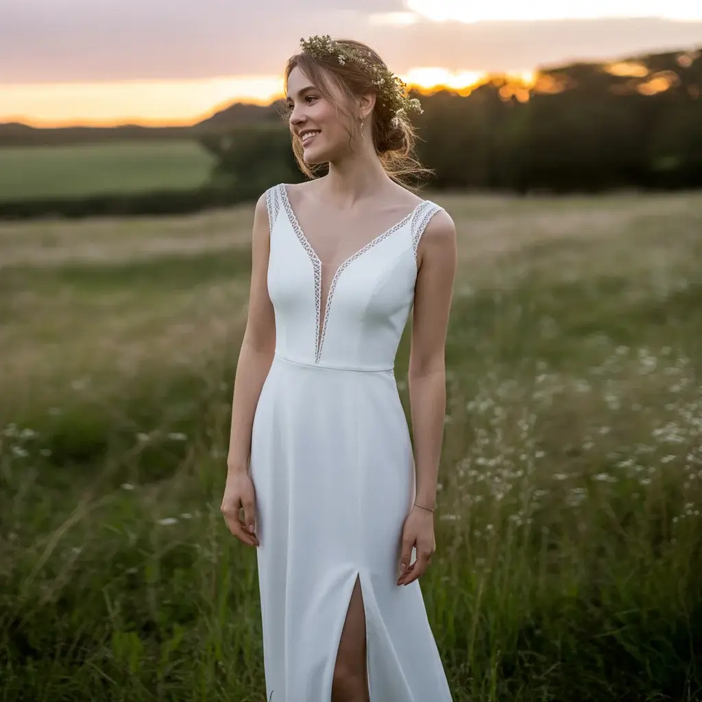14 Sexy Wedding Dresses Brides Are Saving on Pinterest 6 High Slit Crepe Column Dress