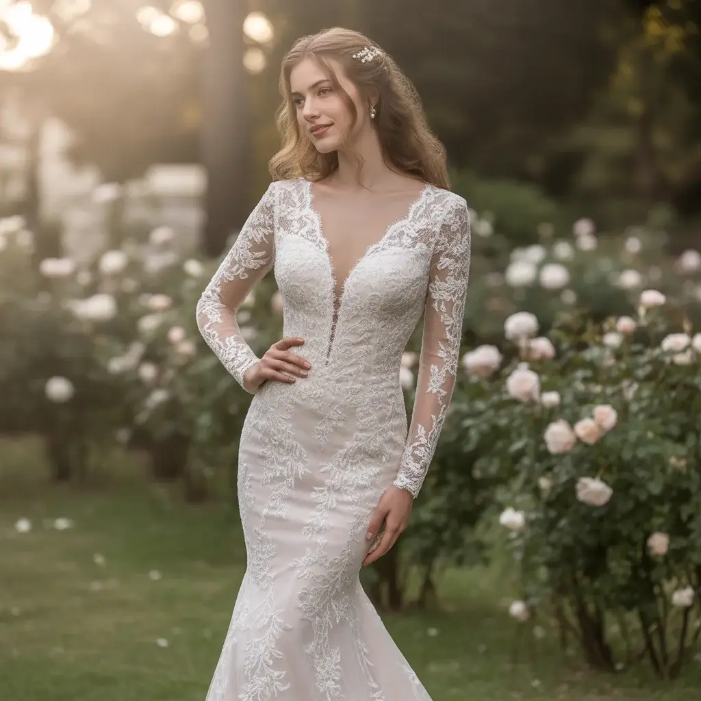 15 Long Sleeve V Neck Wedding Dresses Brides Are Pinning 7 Illusion Lace Long Sleeve V Neck Mermaid Dress