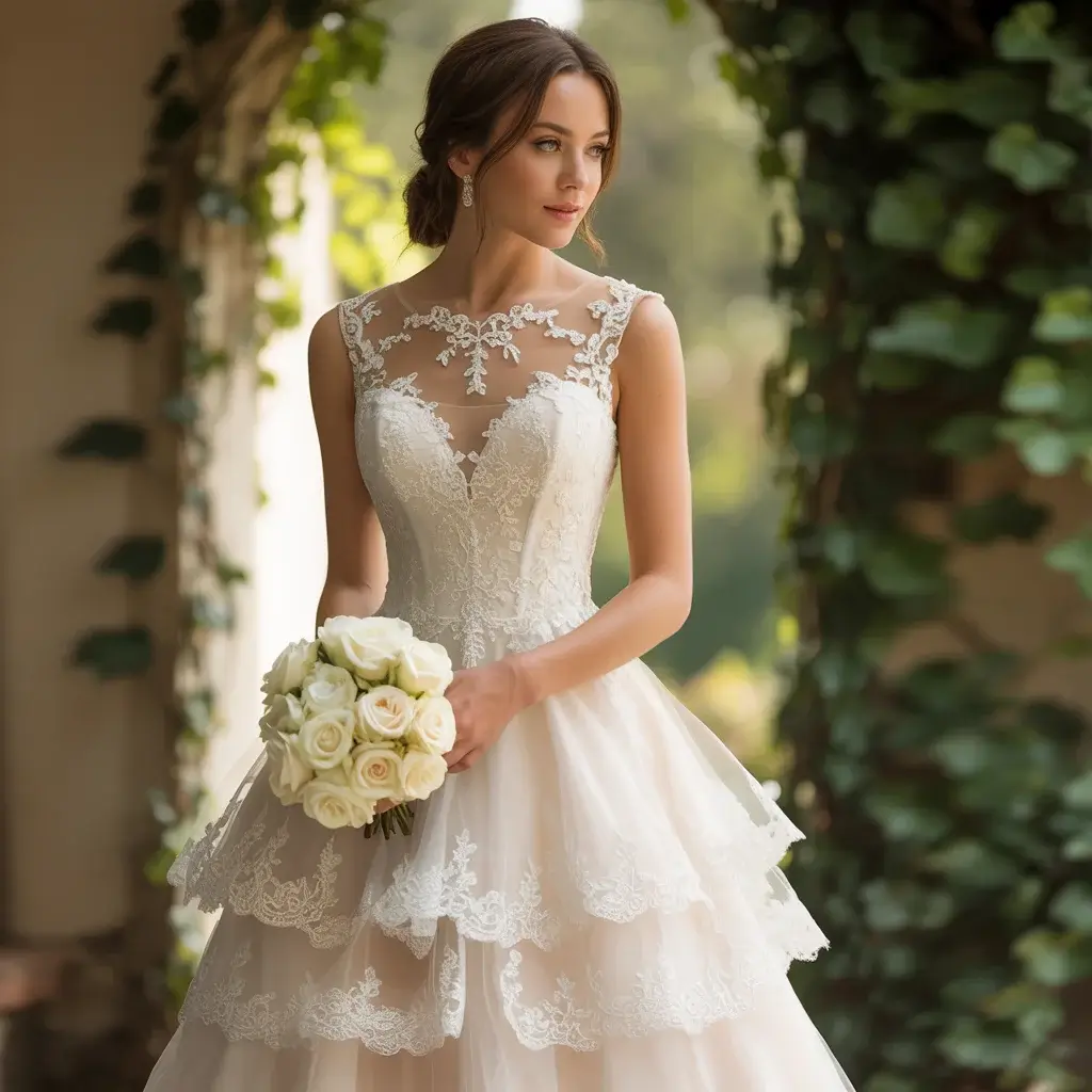 Illusion Neckline Tiered Design