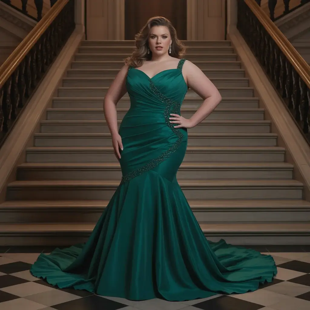 Top 17 Plus Size Mermaid Dresses That Are Trending Right Now 9 Jewel tone sophistication mermaid dress plus size