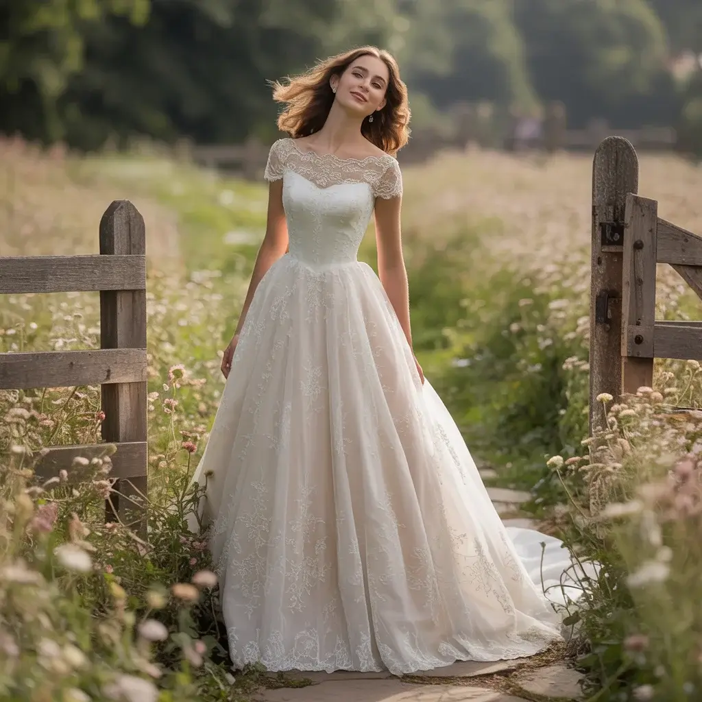 Top 15 Boat Neck Bridal Gowns Trending on Pinterest 4 Lace Overlay Vintage Charm Dress