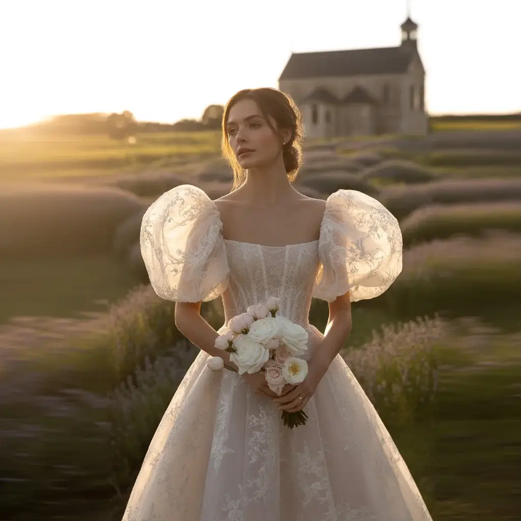 17 Wedding Dresses with Poofy Sleeves Brides Love 8 Lace Puff Sleeve Princess Gown