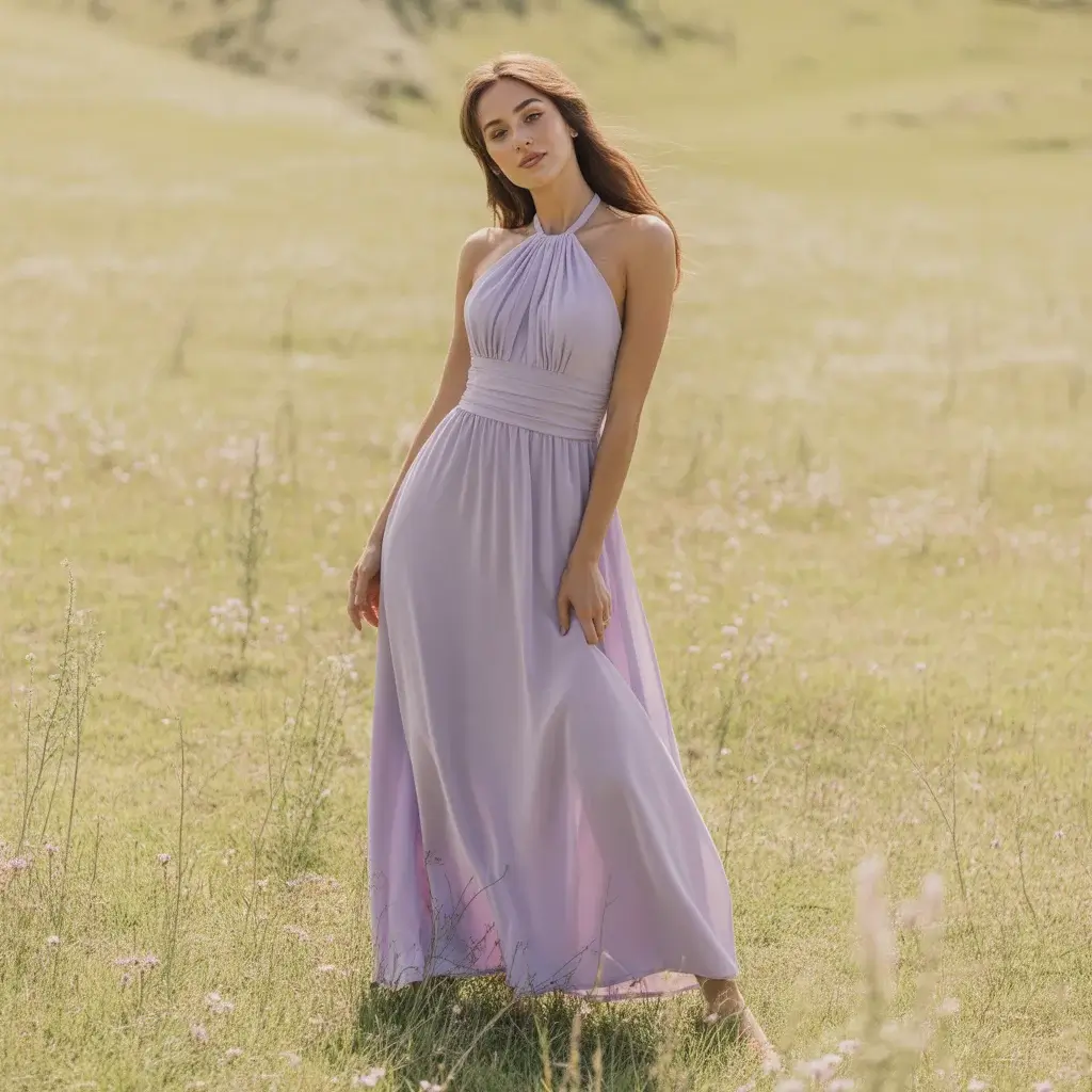 13 Halter Neck Dresses for Wedding Guests 13 Lavender Halter Dress with Ruched Waist