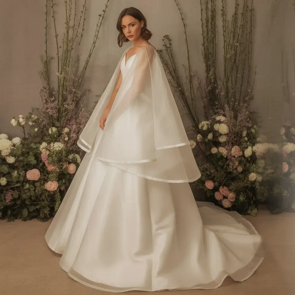 15 Organza Wedding Dresses Trending on Pinterest 11 Layered Organza Cape Wedding Dress