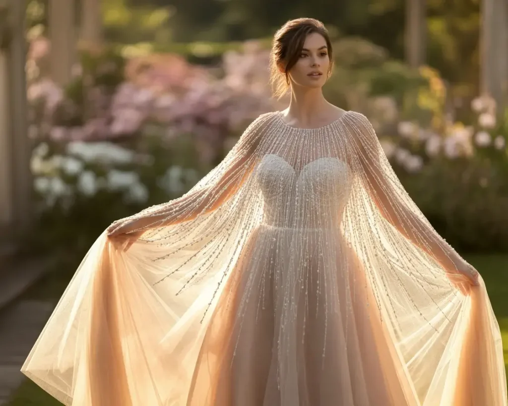 Mesh Fabric with Delicate Beadwork
