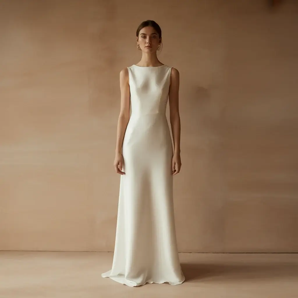 Top 13 Elopement Dresses Perfect For Your Intimate Wedding 11 Minimalist Column Dress