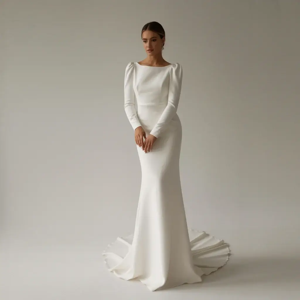 Top 13 Detachable Sleeves for Wedding Dress Ideas Trending on Pinterest 8 Minimalist Crepe Sleeves Dress