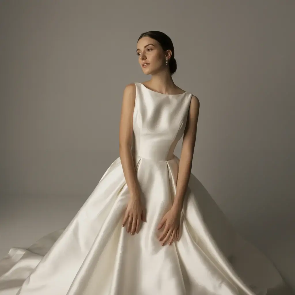 Top 15 Boat Neck Bridal Gowns Trending on Pinterest 3 Minimalist Crepe Sophistication Dress