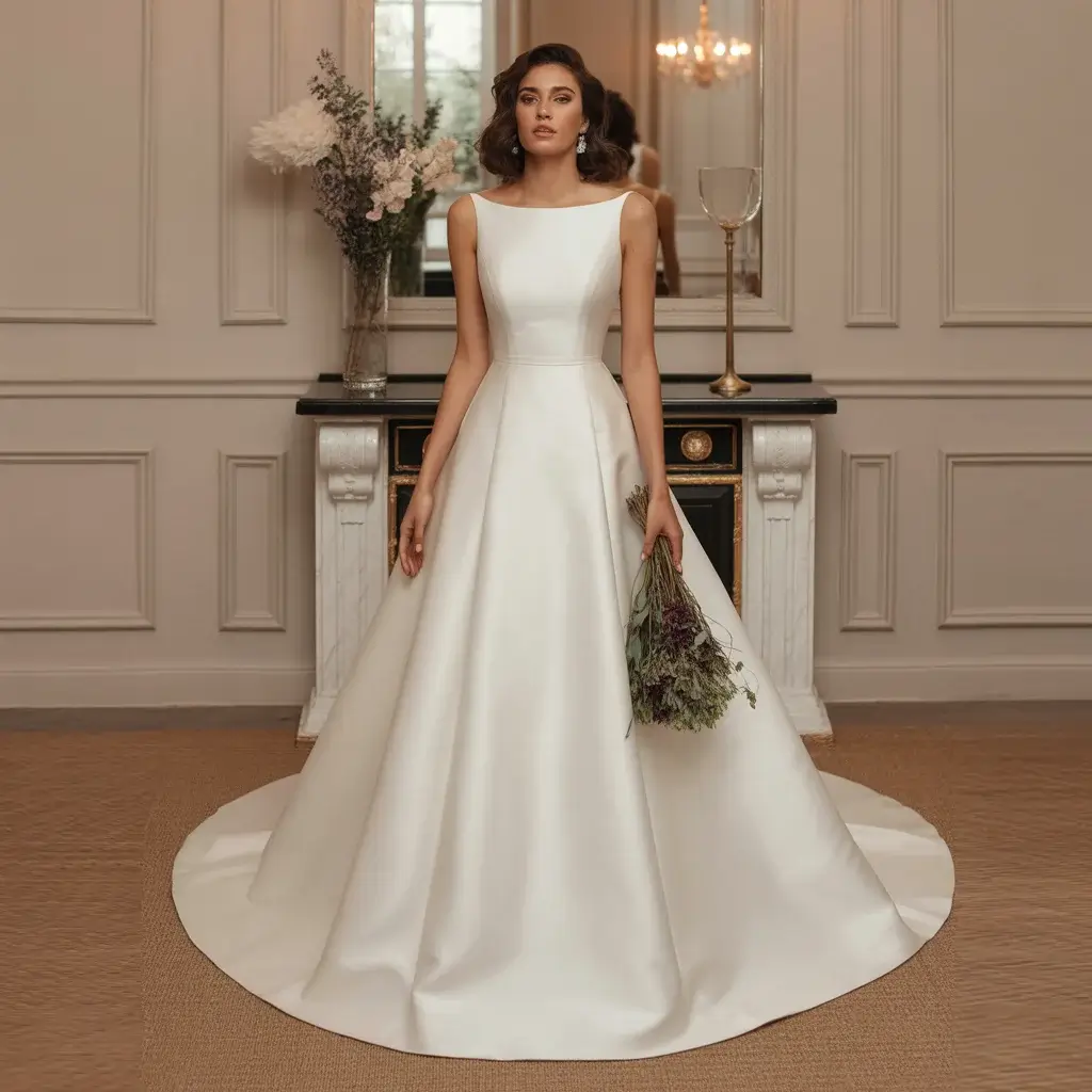 Modern Mikado Fit-and-Flare with Clean Lines
