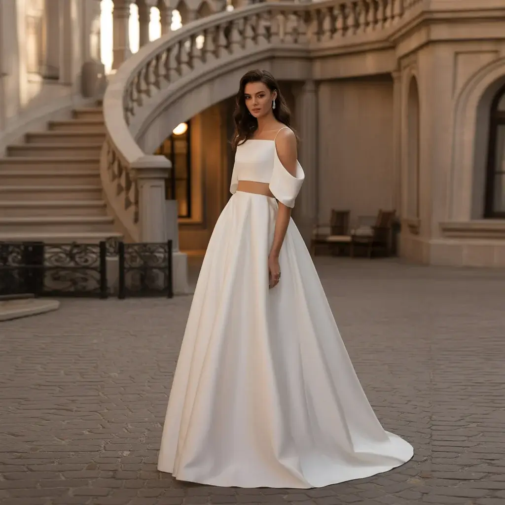 Top 17 Types of Wedding Dress Sleeves Trending on Pinterest Right Now 9 Modern cold shoulder sleeves wedding dress with strategic cutout details