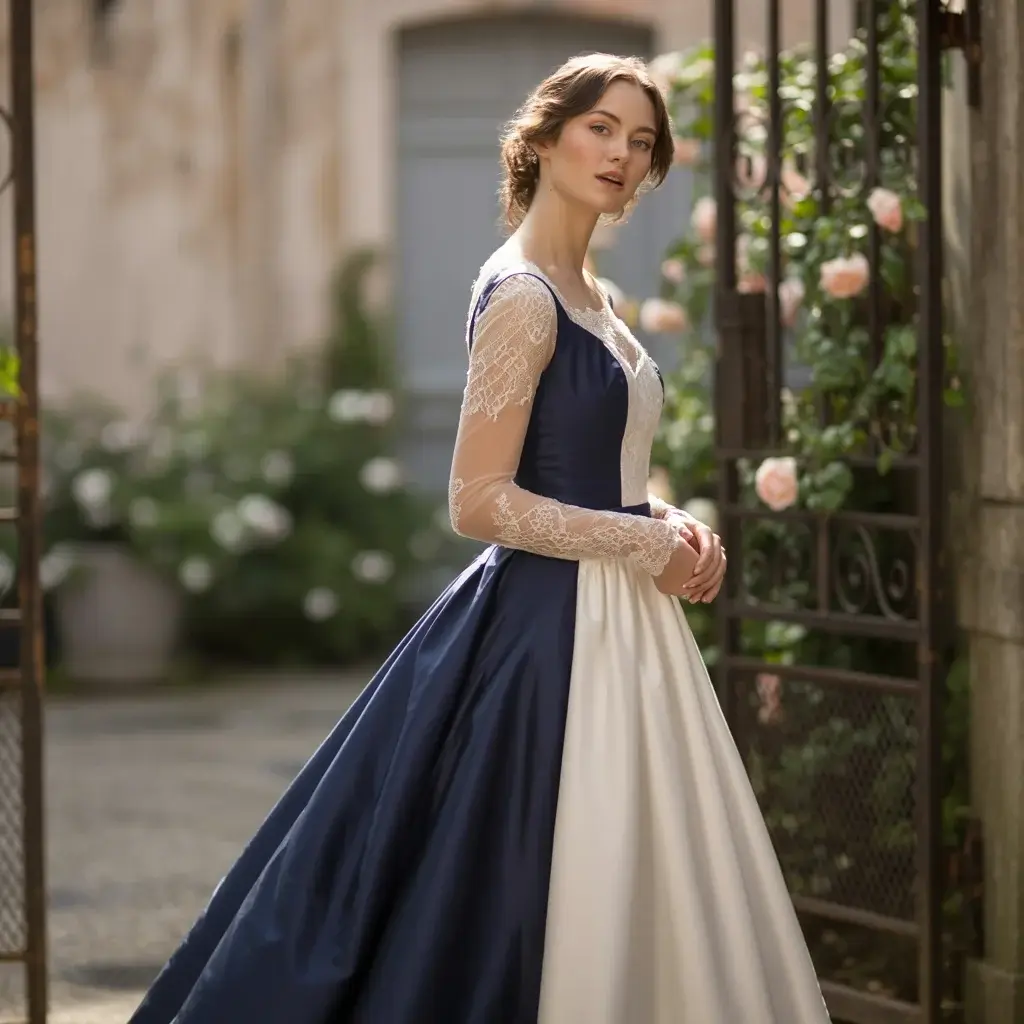Navy and White Classic Dress