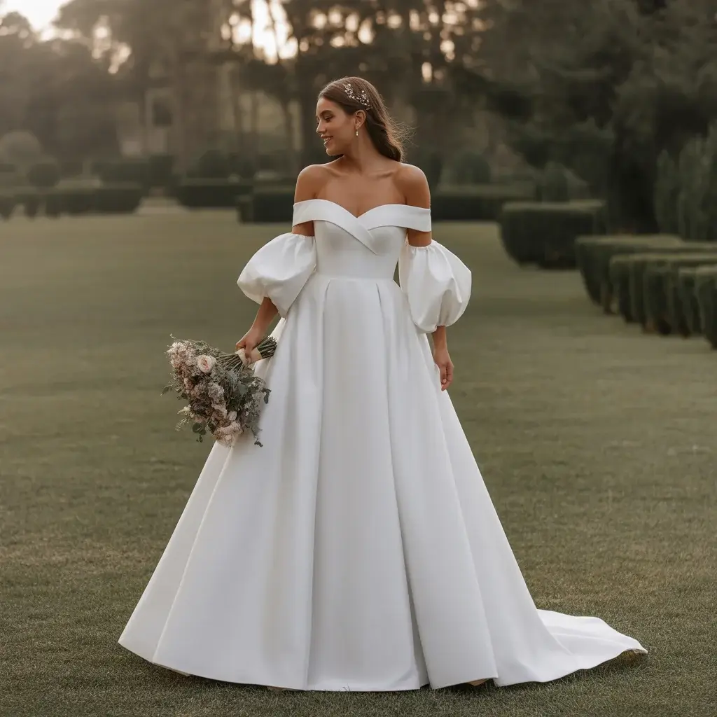 Off-Shoulder Ballgown with Romantic Sleeves