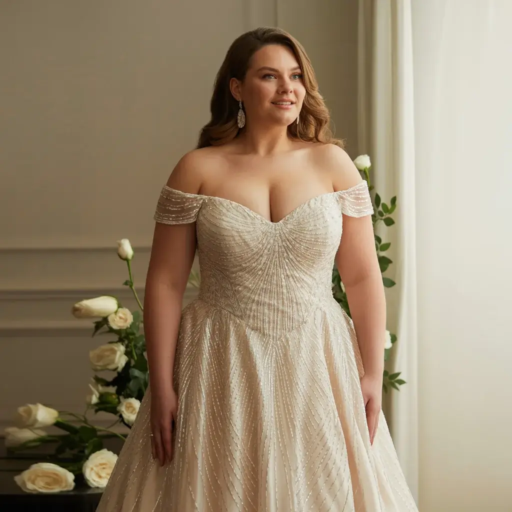 Top 17 Plus Size Mermaid Wedding Dresses Trending on Pinterest 2 Off-Shoulder Beaded Elegance Dress