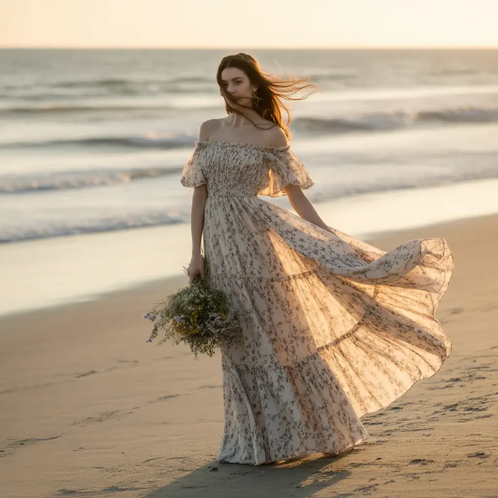 Top 17 Floral Wedding Guest Dresses Making Waves This Season 7 Off Shoulder Bohemian Floral Dress